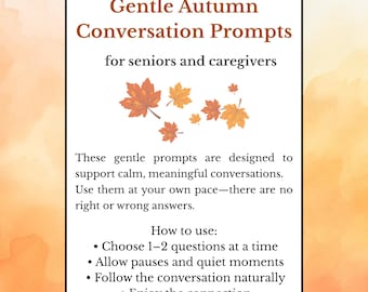 Autumn Conversation Prompts for Seniors, Printable Caregiver Activity, Dementia Friendly PDF, Fall Reminiscence Questions