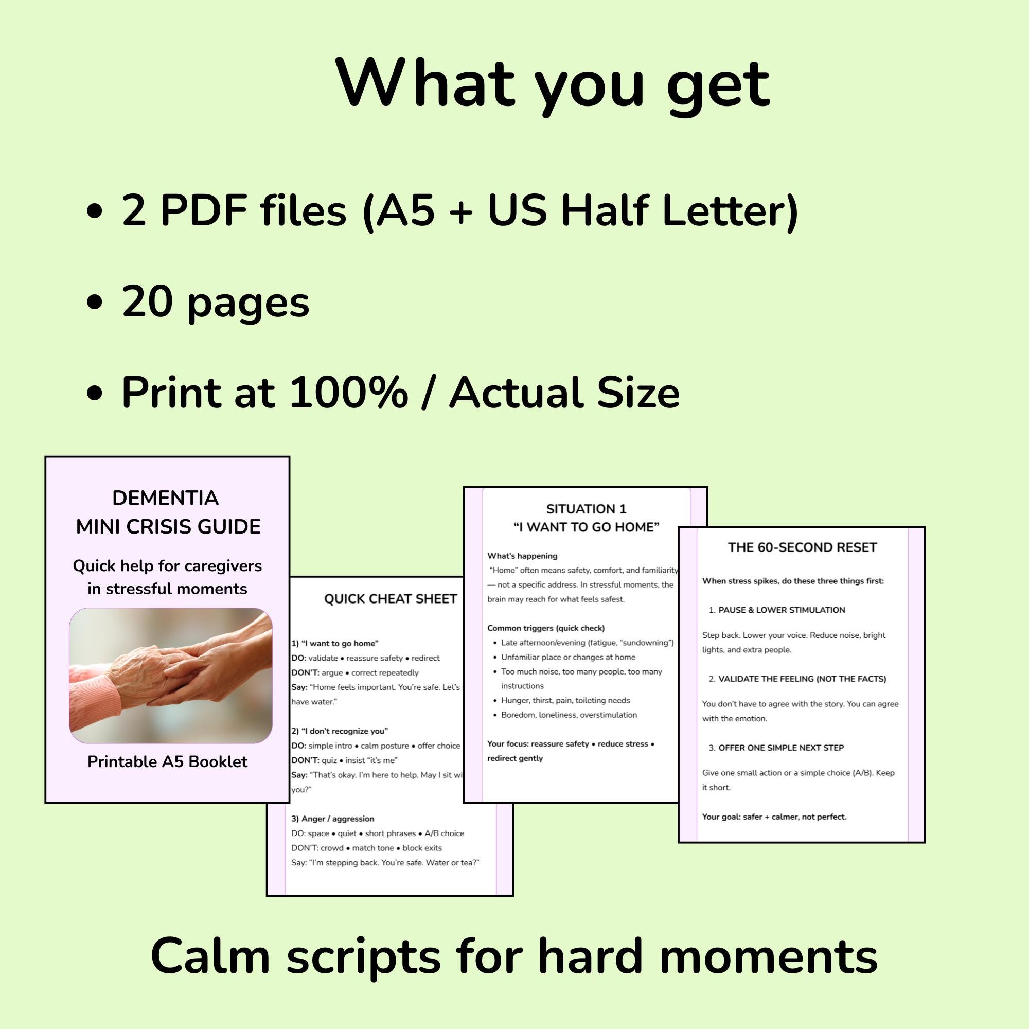 Dementia Crisis Guide | Caregiver Communication Scripts (PDF Download ...