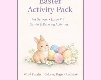Paquete de actividades de Pascua para personas mayores: juegos, rompecabezas y dibujos para colorear (descarga digital)