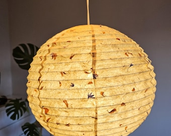 Pantalla de lámpara de papel hecha a mano con pétalos de caléndula / Lokta Paper Crafts / Pantalla de linterna / Nepali Kagaj