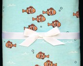 Extra Large Flannel Receiving Swaddle Blanket - Clown Fish 40 x 40 inches