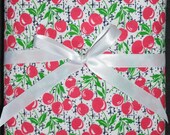 Extra Large Receiving Swaddle Blanket-Summer CHERRIES 40 x 40 inches