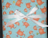 Extra Large Receiving Swaddle Blanket- ELEPHANTS BIRDS 37 x 40 inches