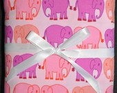 Large Designer Receiving Swaddle Blanket - Valori Wells Bliss Elephant March Ruby Pink- 33 x 33 inches