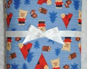 Extra Large Receiving Swaddle Blanket- Camping Bears 40 x 40 inches