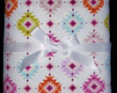 Extra Large Receiving Swaddle Blanket- Southwestern Medallions 40 x 40 inches