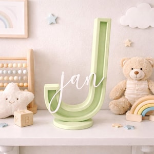 Letra decorativa personalizada con nombre | Inicial 3D | Decoración habitación infantil | Regalo original bebé | Verde mint