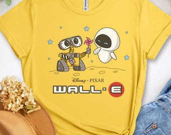 Koszulka inspirowana Disney Pixar, Wall-E i Ewa, koszulka świąteczna 2026, rodzinna wycieczka do DisneyWorld, park rozrywki Disneyland, koszulka rodzinna dla dzieci