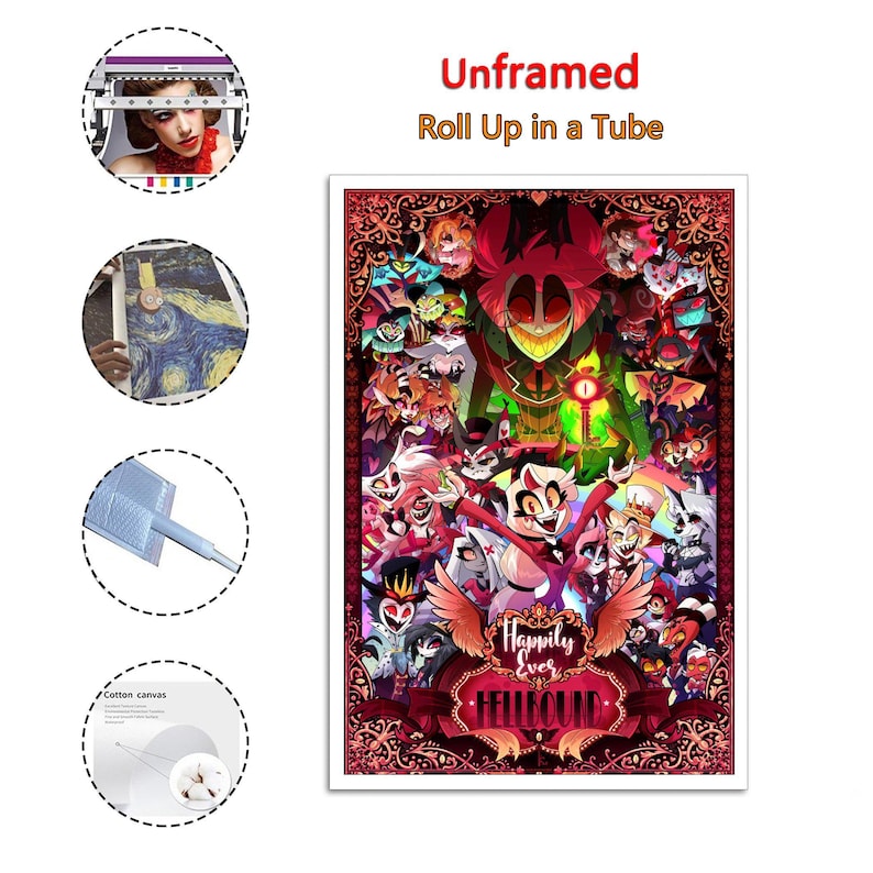 Hazbin Poster Hotel Anime Canvas Print Posters Wall Art Painting Canvas ...