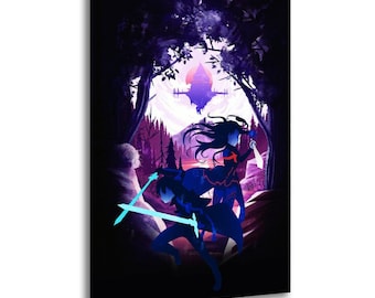Lienzo impreso de Sword Art Online: Asuna y Kirito, arte mural de anime.