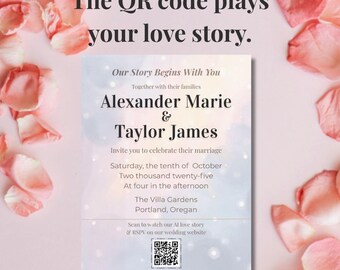 Canva Wedding Video Template | Animated Love Story & QR Code Invitation | Editable DIY