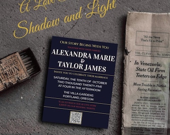 AI Dark Romance Love Story Video | Moody Cinematic Wedding Invitation | Editable Canva Template & PDF