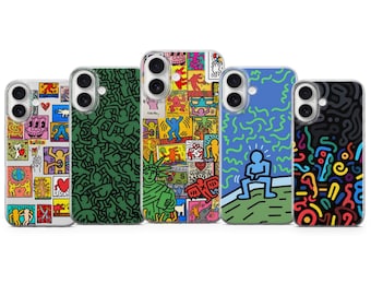 Keith Haring Inspired Pop Art Phone Case, 80s Street Art Samsung, Pixel
