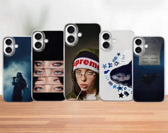 Billie Eilish Phone Case, Blue Indie iPhonei Samsung, Pixel Cover, Dark Pop Art Design