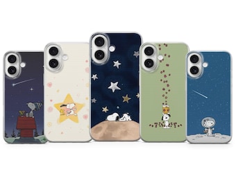 Snoopy Clear Phone Case, Star Moon Cartoon Transparent iPhone, Samsung, Pixel Cover