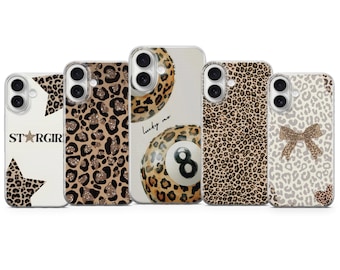Y2K Leopard Print Phone Case: Lucky 8 Ball, StarGirl, Bow - iPhone & Samsung