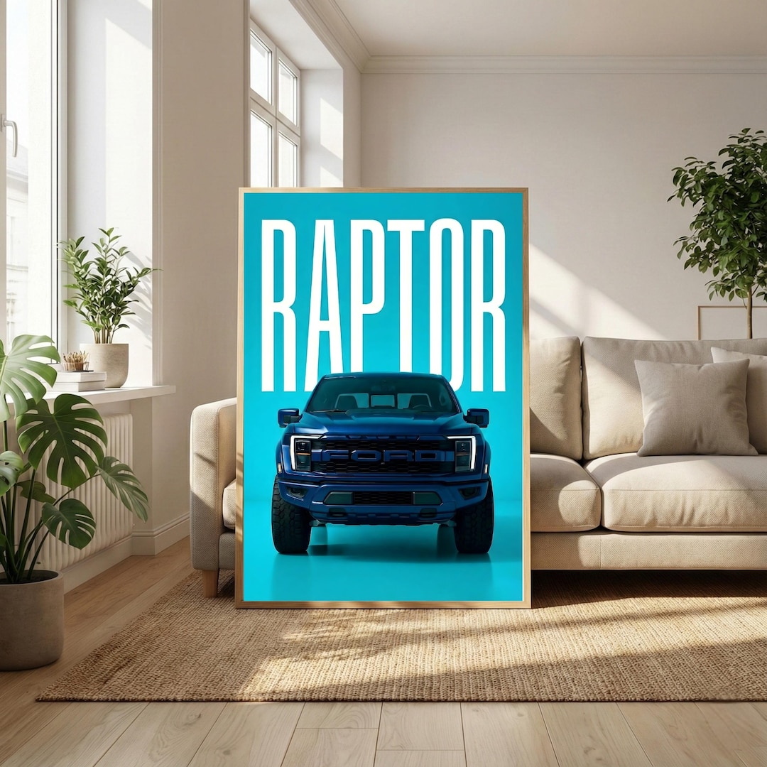 Ford Rapter Poster Ford F150 Raptor Poster, Blue Truck Wall Art, off Road Pickup Print ...