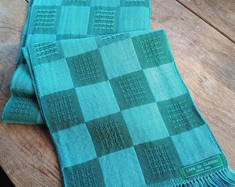 Handwoven green silk doubleweave scarf