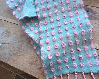 Handwoven bumpy scarf in wool and cotton