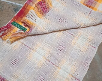 Handwoven original wrap in doubleweave, huck lace over cotton twill