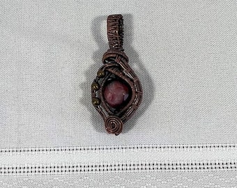 Wire Wrapped Pendant, Copper wire with natural gemstone center