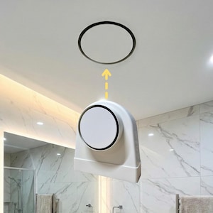 Slanke zwarte afzuigventilator voor spanplafond, 125 mm 150 mm 5"-6", compatibel met platte kanalen, laag profiel, ruimtebesparende ventilatie, moderne badkamer