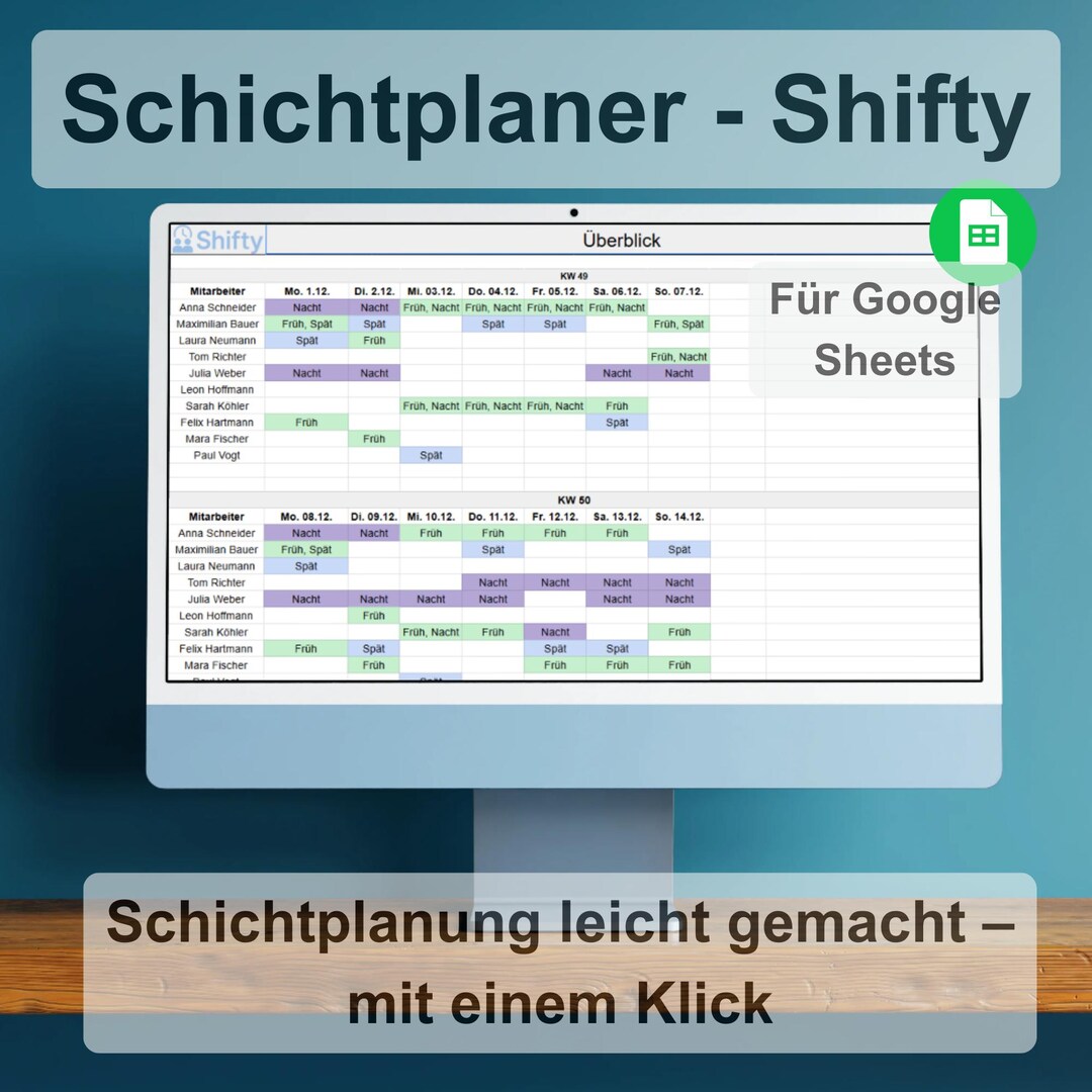 Automatic Shift Planner Google Sheets | Duty Roster Template | Employee ...