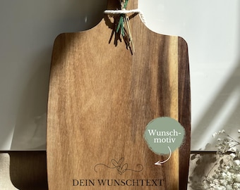 Personalisiertes Akazienholz Schneidebrett Mit Wunsch Gravur, Geschenk Für Mama Papa Oma Opa, Wunschdesign Holzbrett Mit Wunschtext