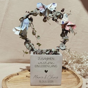 Personalisiertes Hochzeitsgeschenk Blumentopf Ehe Mit Gravur Namen Betonoptik Keramik Übertopf Geldgeschenk Idee Brautpaar Wunschtext