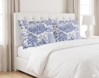 Blue Toile Pattern Pillow Sham | Microfiber Pillow Sham