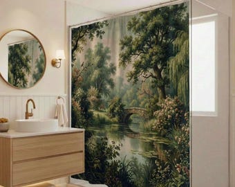 Goblincore Shower Curtain | Verdure Tapestry | French Country | Housewarming Gift | William Morris Botanica