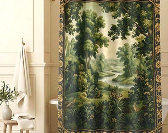 Verdure Tapestry  Shower Curtain | Vintage Château Bathroom Decor |French Country Home Decor