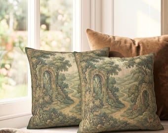 Verdure Tapestry Pillow Cover | Medieval Throw  Cushion | Whimsigoth Decor