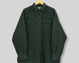 Vintage 90s LL Bean Flannel Plain Green Shirt XLarge LL Bean Chamois Usa Traditional Fit Wear Work Shirt Ll Bean Button Down Flannel Size XL