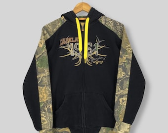 Vintage Cabelas Mossy Oak Camo Zipper Hoodie Small Real Tree Camouflage Cabela's Jumper Military Style Hunting Real Mossy Oak Sweater Size S