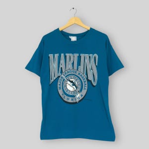 Vintage 90s Florida Marlins MLB T Shirt Medium Florida Marlins Spell Out Printed Logo Shirt Miami Marlins American Baseball Tshirt Size M