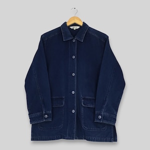 Vintage Simple Life Renown Workwear Indigo Denimjacke, Größe M, 90er Jahre, Arbeiterjacke, Denim-Blau, USN-Schalkragen, Knöpfe