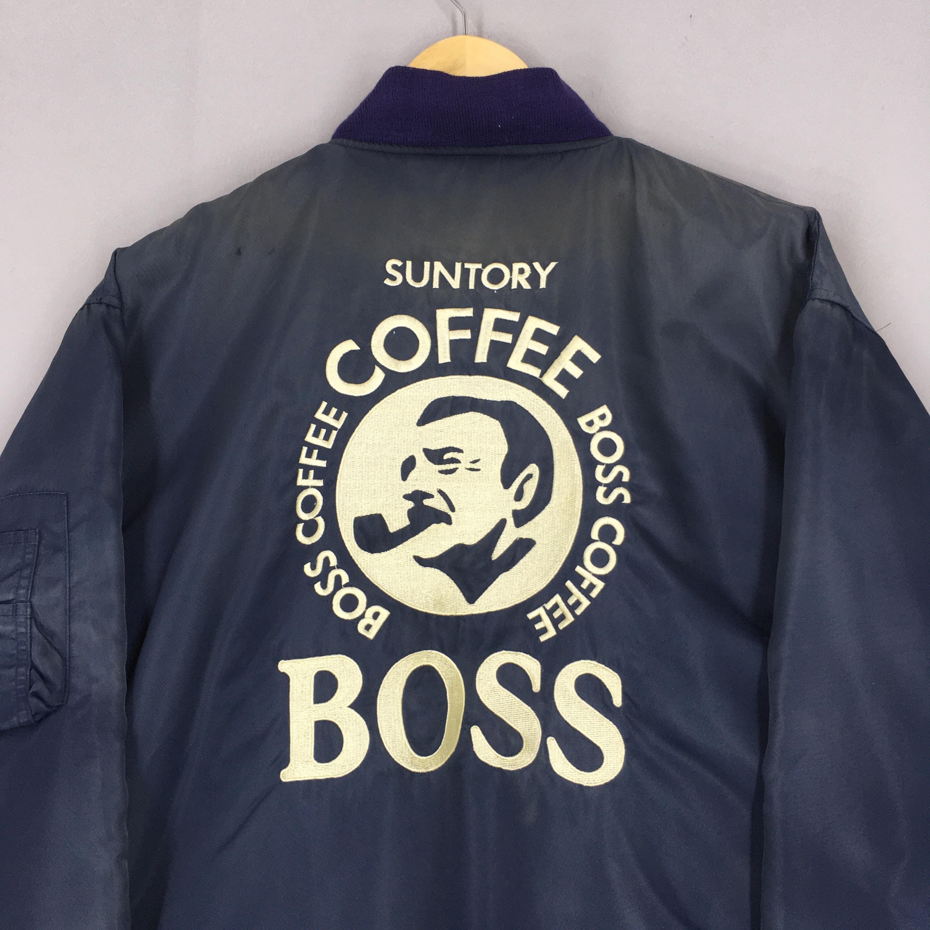 Vintage 90s Suntory Boss Coffee Bomber Jacket Large Suntory Boss