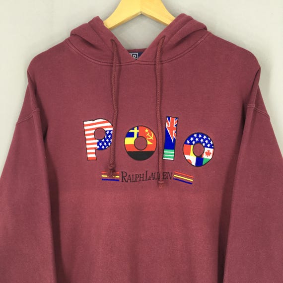 Vintage 90s Polo Ralph Lauren Hoodie Sweatshirt Large Polo Ralph