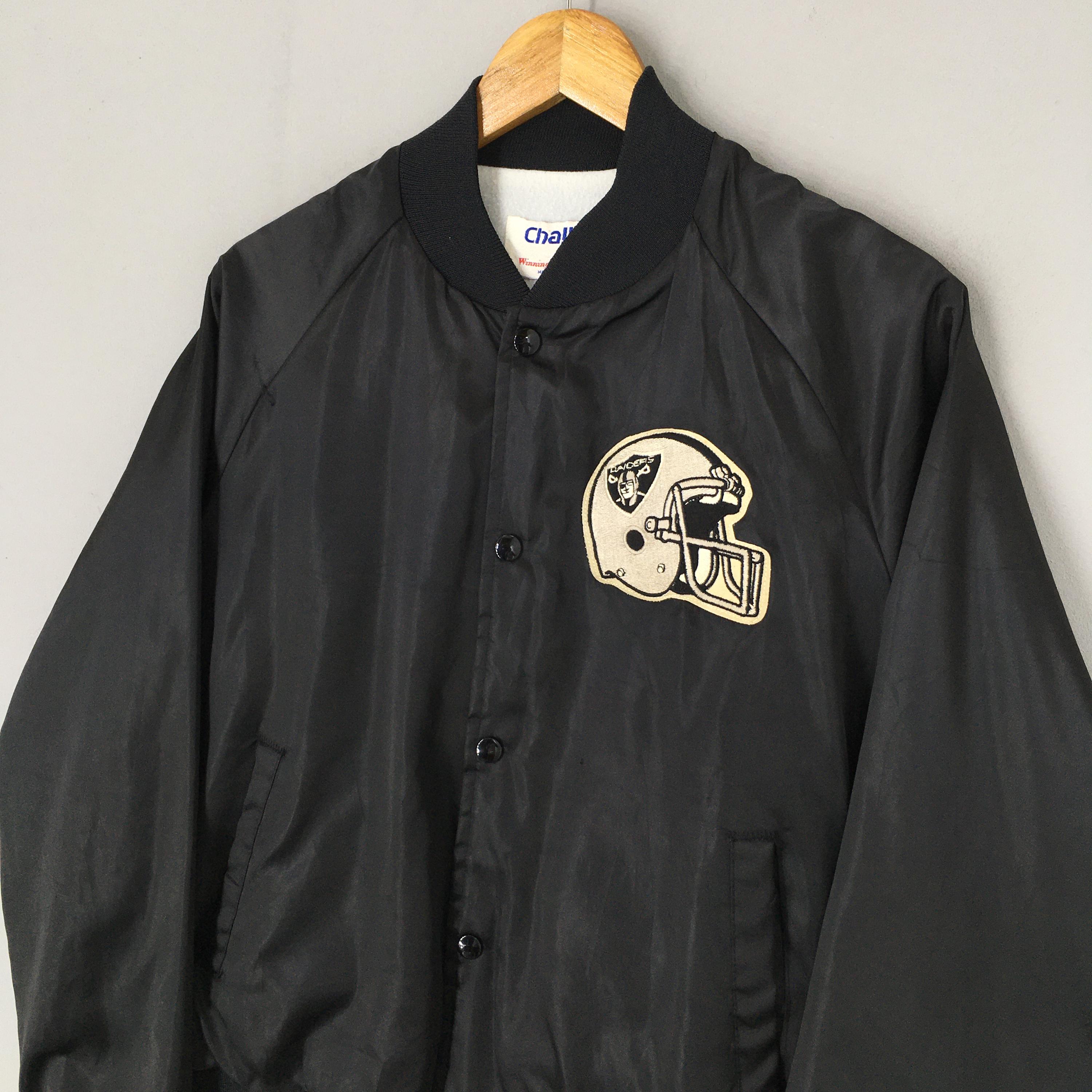 Vintage Oakland Raiders NFL Bomber Satin Jacket Medium Chalk Line
