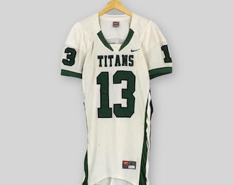 Camiseta de fútbol vintage Nike de los Illinois Wesleyan Titans, talla grande, número 13, de la Universidad de Illinois Wesleyan. Camiseta deportiva talla L.
