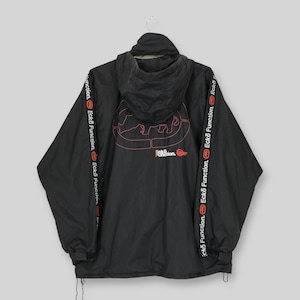 May include: A black hooded windbreaker jacket featuring long sleeves with vertical red and white text that reads Ecko Function. The back displays a large red outline of a rhinoceros logo and the text Ecko Function in red and white lettering.