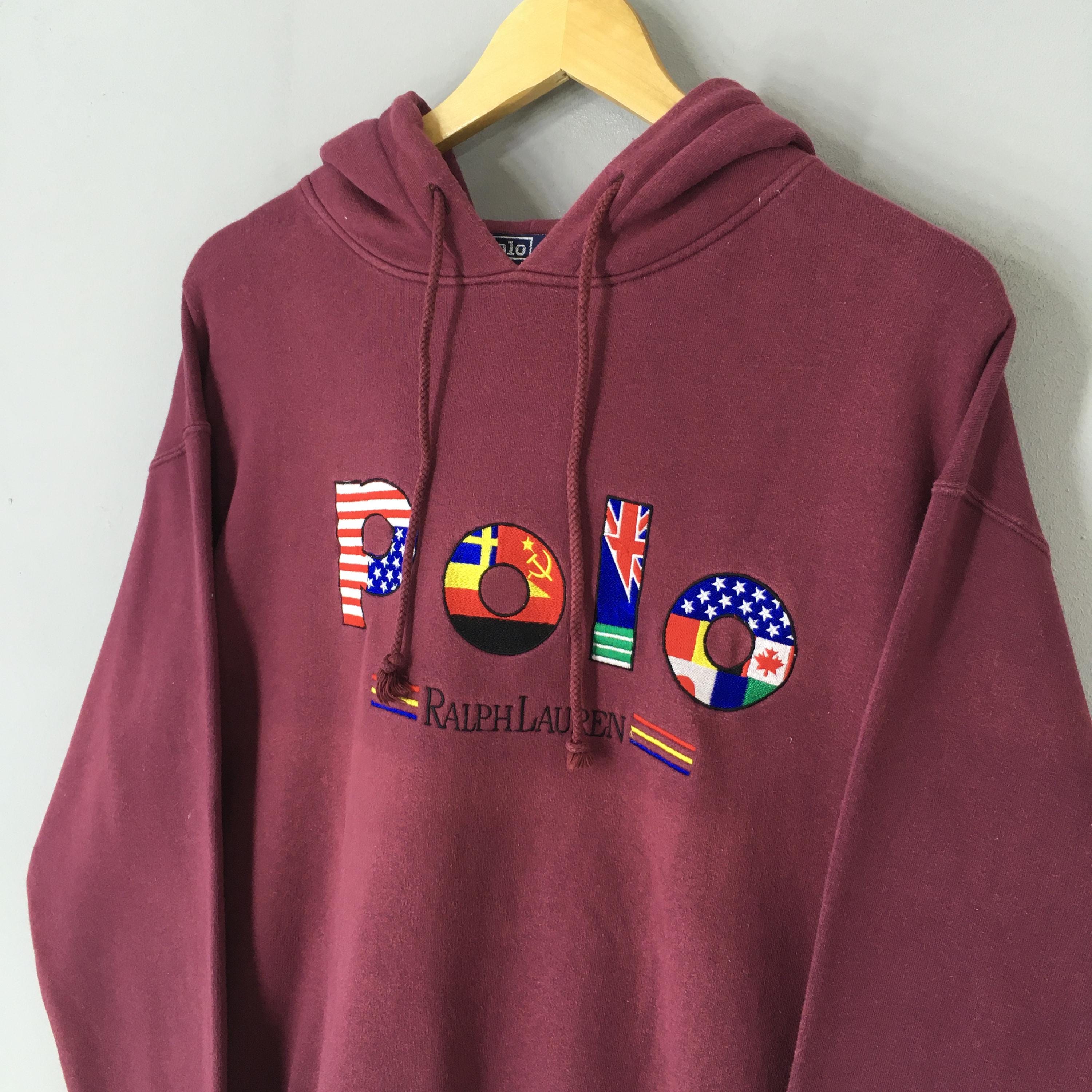 Vintage 90s Polo Ralph Lauren Hoodie Sweatshirt Large Polo Ralph