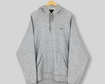 Felpa con cappuccio vintage Y2k Nike Swoosh XLarge con logo ricamato Nike Swoosh, maglione Nike Usa, pullover Nike Streetwear grigio, taglia XL