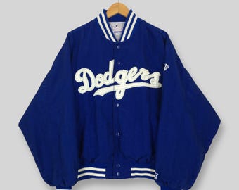 Vintage LA Dodgers MLB Stadium Varsity Satin Jacket Large Los Angeles Dodgers Embroidered Blue Jacket Hideo Nomo Embroidered Bomber Coat L