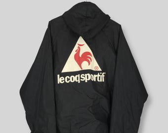 Vintage 90s Le Coq Sportif Windbreaker Jacket XLarge Le Coq Sportif France Button Jacket Le Coq Sport Zipper Coach Coat Wear Hoodie Size XL