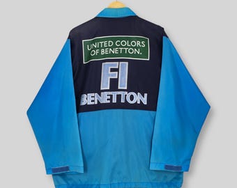 Vintage Benetton Formula 1 Windbreaker Jacket XLarge UCB United Colors Of Benetton F1 Team Zipper Jacket F1 Racing Team Harrington Jacket XL