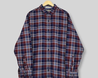 Vintage LL Bean Flannel Checkered Shirt XLarge Ll Bean Usa Plaid Check Red Blue Flannel Retro LL Bean Boxy Button Down Work Shirt Size XL