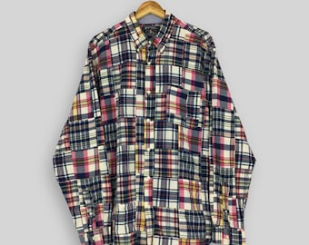 Vintage American Living Patchwork Flannel Shirt XXLarge American Living Multicolor Checkered Shirt Grunge Indie Boho Rebuild Button Up XXL