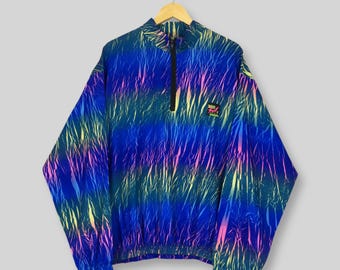 Vintage 90-tals surfstil galet mönster lätt jacka XL Surf Extreme Air Pop Art abstrakt jacka Aloha Ocean Pacific surfjacka XL